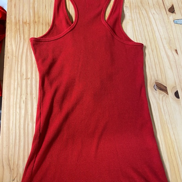 New Old Navy Red Stretch ribbed razor-back Tank top with ruffles Size: S - Picture 5 of 6